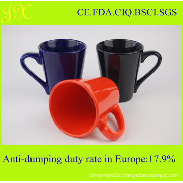 Wholesale Glaze V-Shape Ceramic Mug with Handle for Coffee